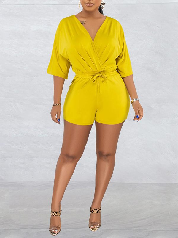 Indiebeautie V-Neck Drawstring Romper