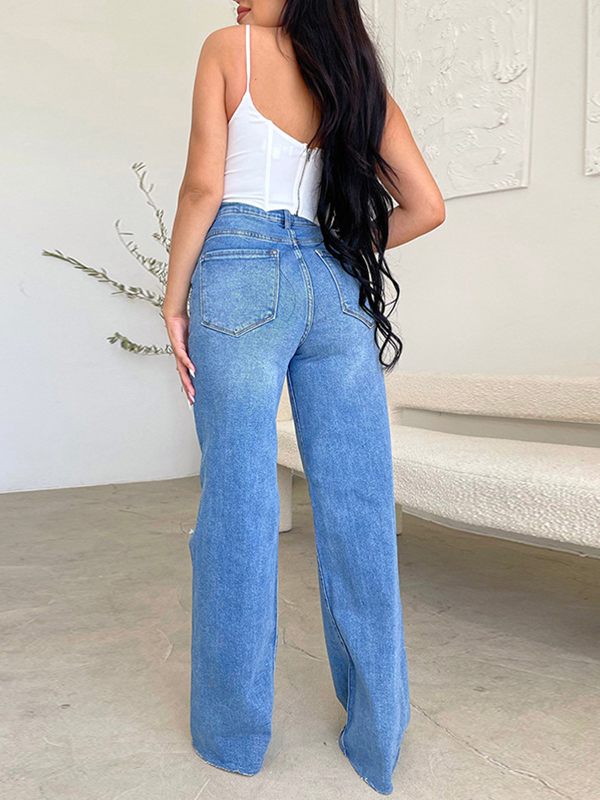 Indiebeautie Ripped Wide-Leg Jeans