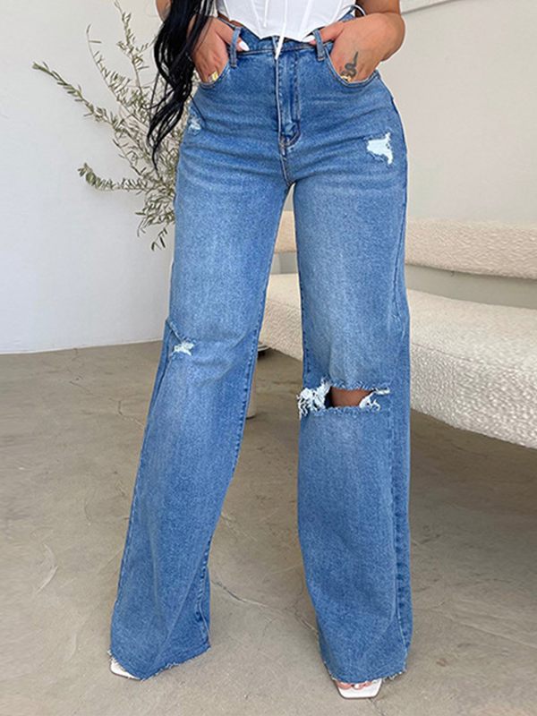 Indiebeautie Ripped Wide-Leg Jeans