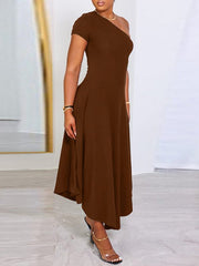Indiebeautie Solid One-Shoulder Dress