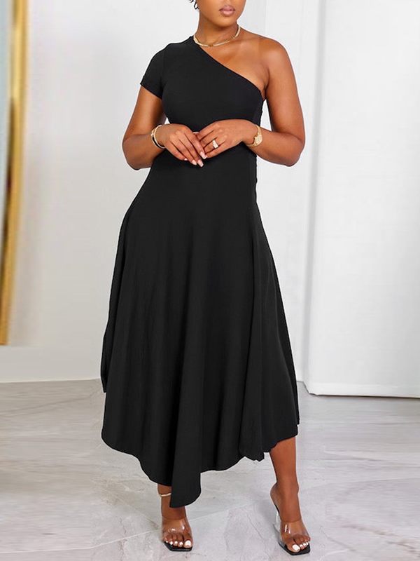 Indiebeautie Solid One-Shoulder Dress
