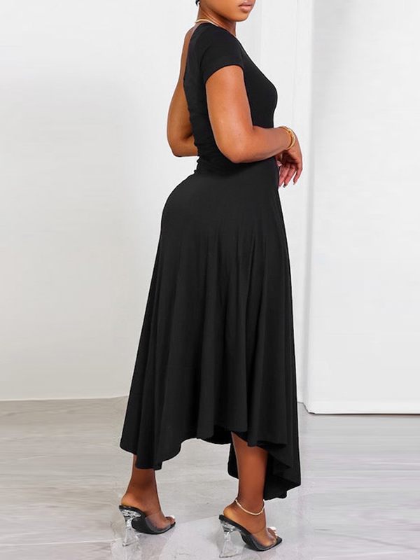 Indiebeautie Solid One-Shoulder Dress