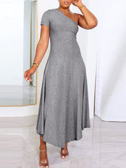 Indiebeautie Solid One-Shoulder Dress
