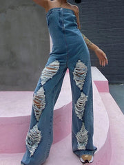 Indiebeautie Ripped Strapless Denim Jumpsuit