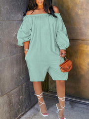 Off Shoulder Puff Sleeve Romper