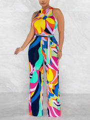 Indiebeautie Printed Sleeveless Tied Jumpsuit