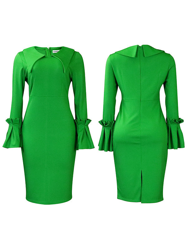 Figurbetontes Kleid mit Glockenärmeln – Ausverkauf