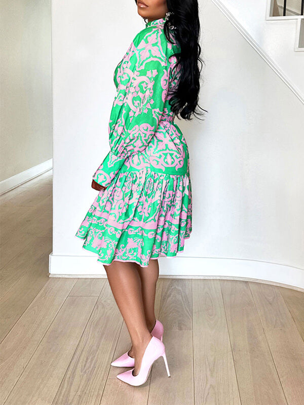 Indiebeautie Printed Tied Shirt Dress