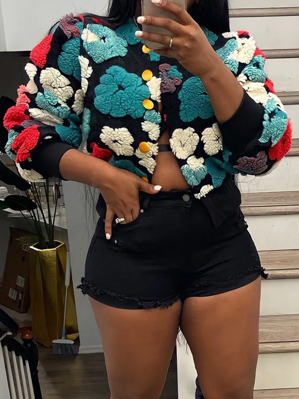 Indiebeautie Floral Bomber Jacket