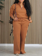 Indiebeautie Solid Zip Sweatshirt & Pants Set