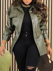 Indiebeautie Faux Leather Shirt Jacket