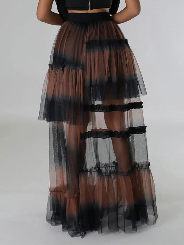 Indiebeautie Ombre Tiered Mesh Skirt