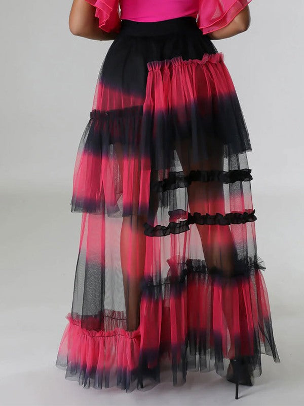 Indiebeautie Ombre Tiered Mesh Skirt