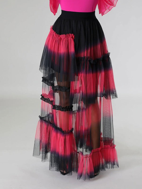 Indiebeautie Ombre Tiered Mesh Skirt