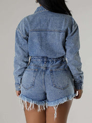 Indiebeautie Distressed Snap-Front Denim Romper