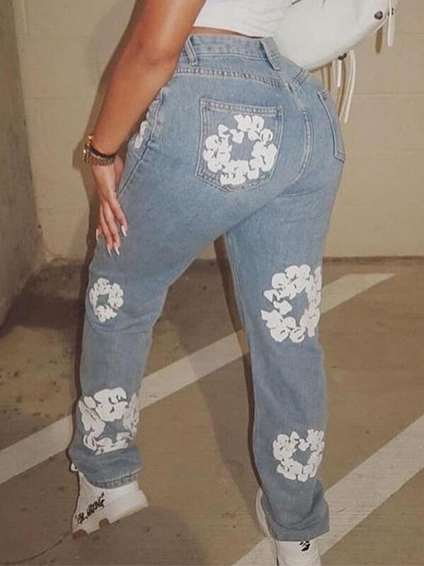 Indiebeautie Floral Print Jeans