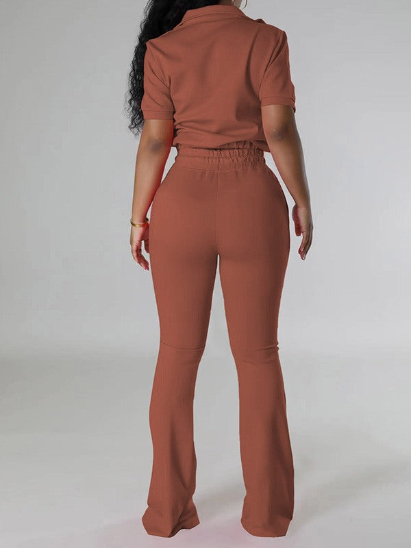 Indiebeautie Solid Zip Top & Drawstring Pants Set