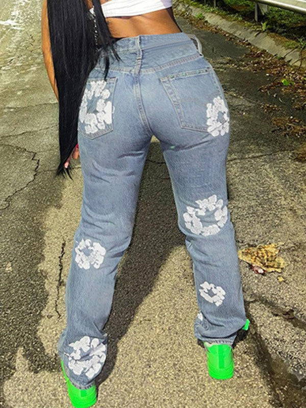 Indiebeautie Printed Straight Jeans