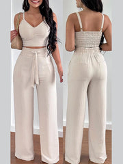 Solid Cami Top & Tied Pants Set--Clearance