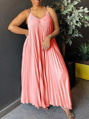 Indiebeautie Solid Pleated Cami Dress