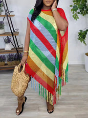 Indiebeautie Stripe Fringe Knit Dress