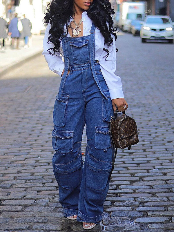 Cargo Denim Overalls--Clearance