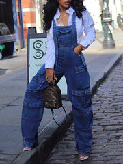 Cargo Denim Overalls--Clearance