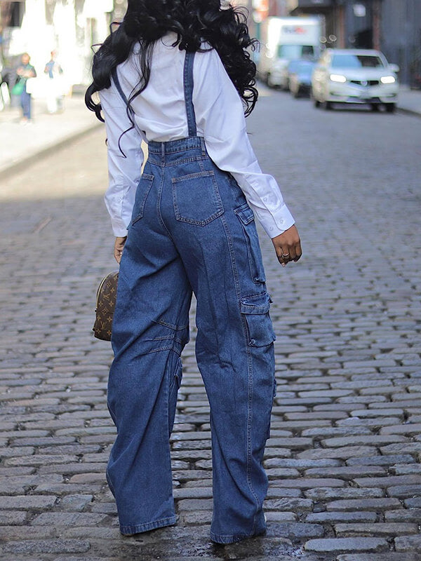 Cargo Denim Overalls--Clearance