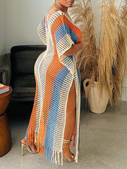 Fringe Mesh Cover Dress--Clearance