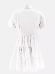 Indiebeautie Short-Sleeve Ruffle Shirt Dress