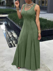 Indiebeautie Solid Sleeveless Maxi Dress