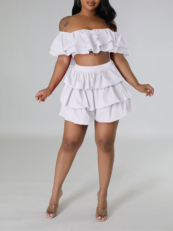 Indiebeautie Ruffle Crop Top & Shorts Set