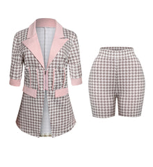 Houndstooth Blazer & Shorts Set