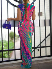 Indiebeautie Printed Plunge Maxi Dress