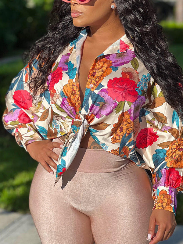 Indiebeautie Printed Tied-Front Shirt