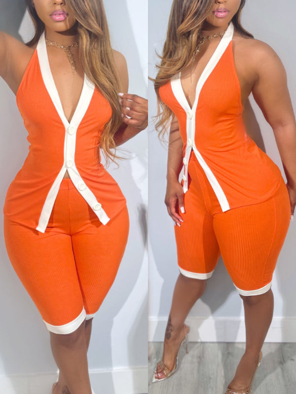 Halter Vest & Biker Shorts Set