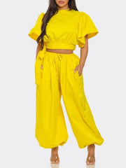 Indiebeautie Solid Tied Top & Pants Set