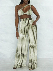 Printed Bandeau Top & Wide-Leg Pants Set