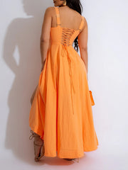 Einfarbiges Camisole-Kleid mit Bindeband – Ausverkauf