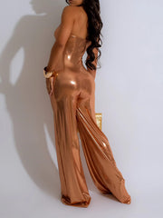 Indiebeautie Metallic Strapless Jumpsuit