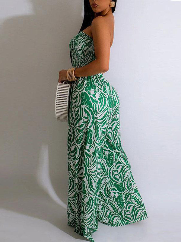 Printed Strapless Jumpsuit