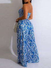 Printed Strapless Jumpsuit