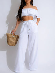 Ruffle Crop Top & Pants Set