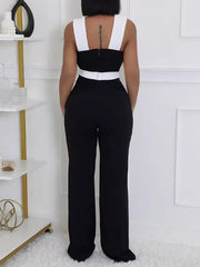 Two-Tone Sleeveless Jumpsuit