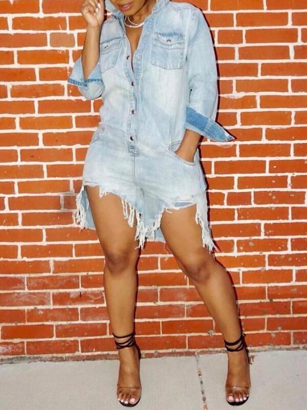 Indiebeautie Destroyed Denim Romper