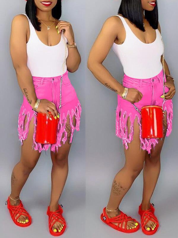 Indiebeautie Jeansshorts mit Fransen