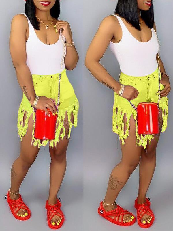 Indiebeautie Jeansshorts mit Fransen