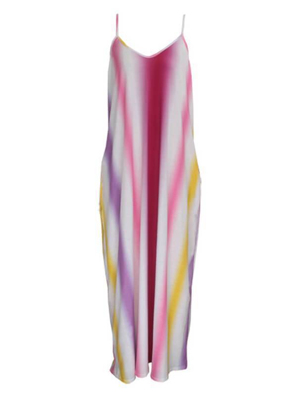Stripe V-Neck Cami Dress--Clearance