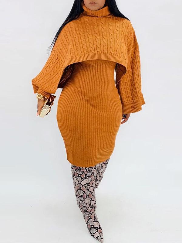 Knit Poncho & Sweater Dress Set--Clearance