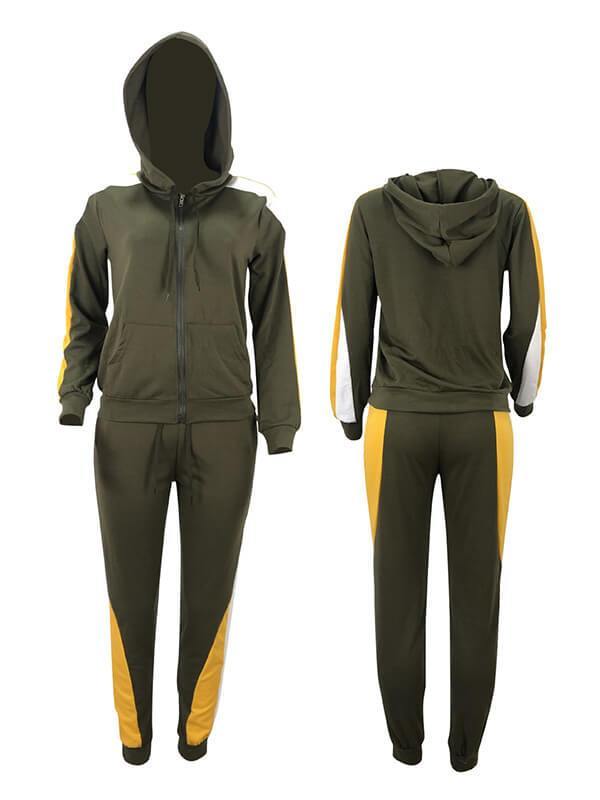 Indiebeautie Colorblock Zip-Front Hoodie & Pants Set